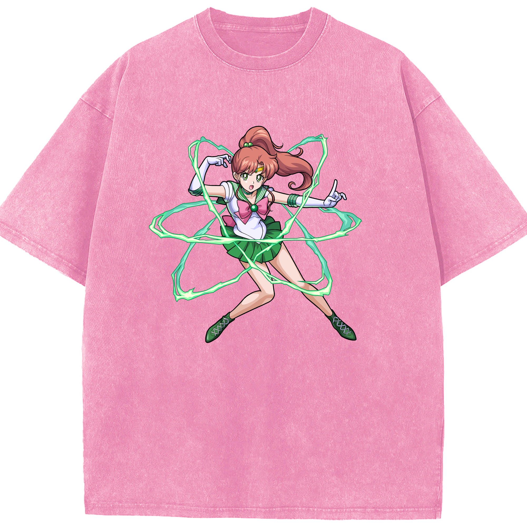 （画像用） 美少女戦士セーラームーン 木野 まこと きの まこと Sailor Moon Kino Makoto （セーラージュピター；Sailor Jupiter） 綿100% ヴィンテージ風 半袖Tシャツ（フロントプリント）